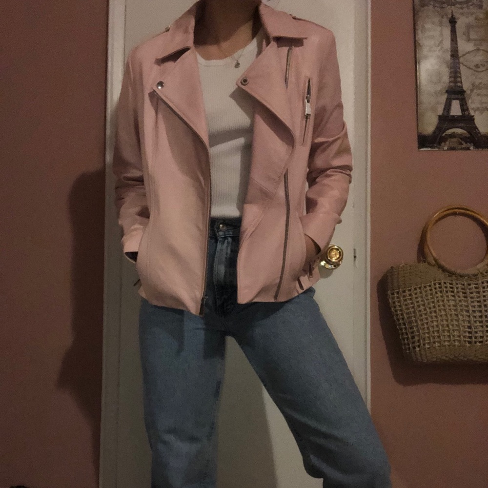 pink authentic leather jacket from Neiman Marcus